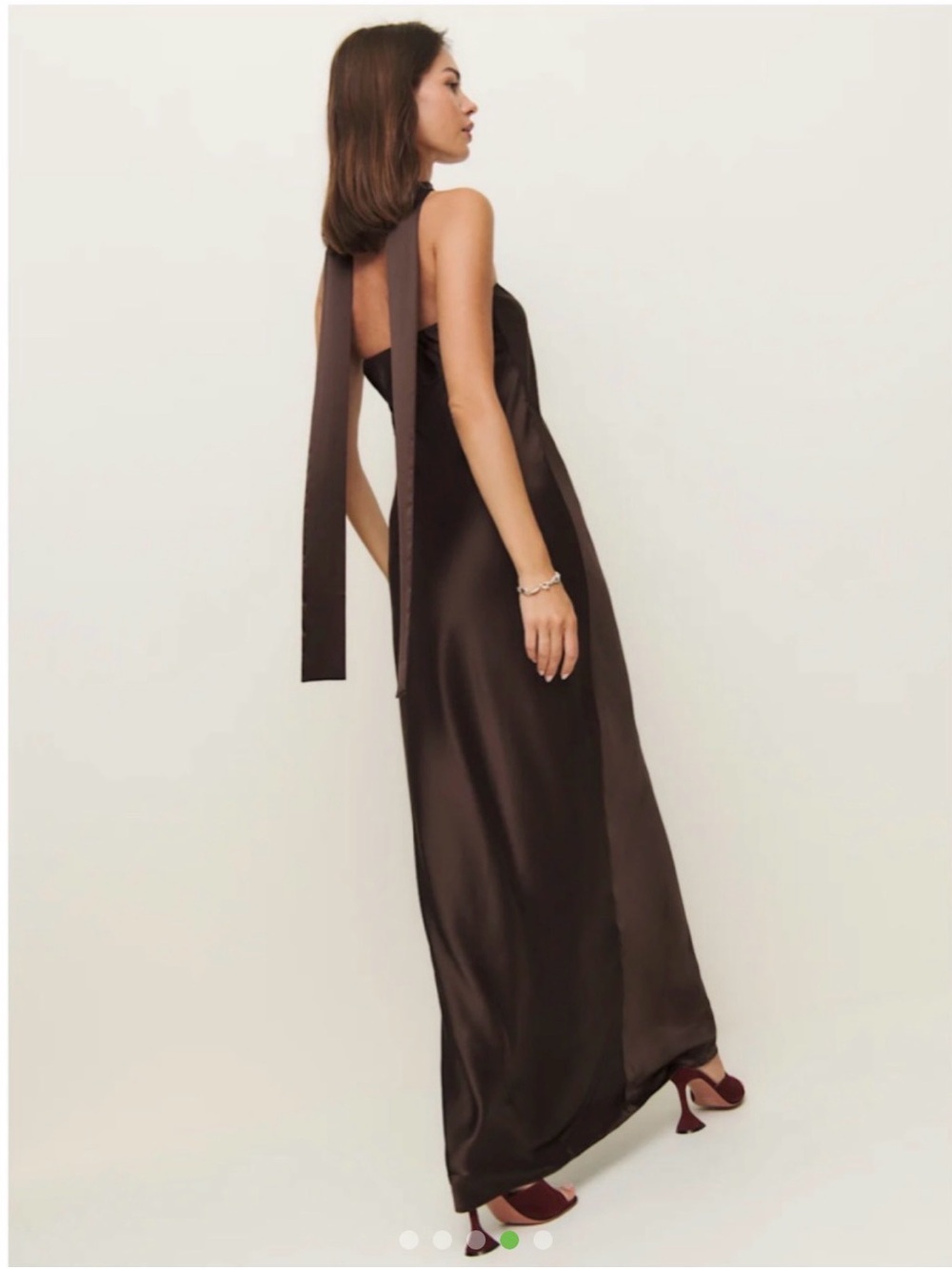 Reformation Oren Silk Dress - Black Bean - Picture 2 of 5